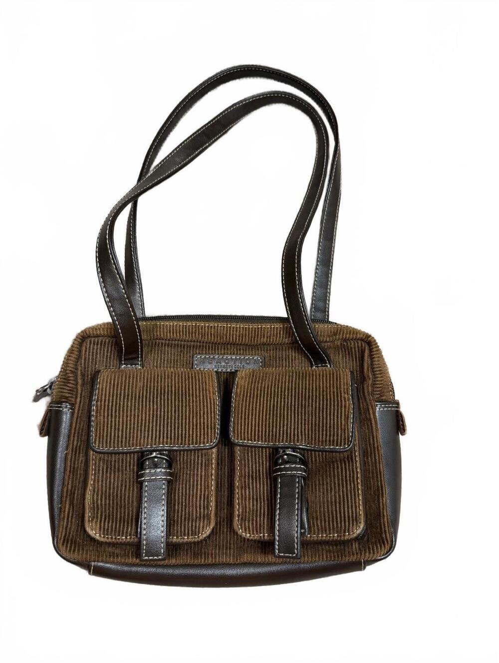 RARE Vintage 1990s Kenneth Cole Reaction Brown Corduroy Shoulder Bag